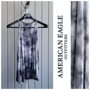 AEO | Soft & Sexy Tie-Dye Flowy Halter Tank Top EUC xs/small grey & white